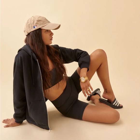 Reformation Paige Zip Hoodie in Black Size Medium - Picture 4 of 12